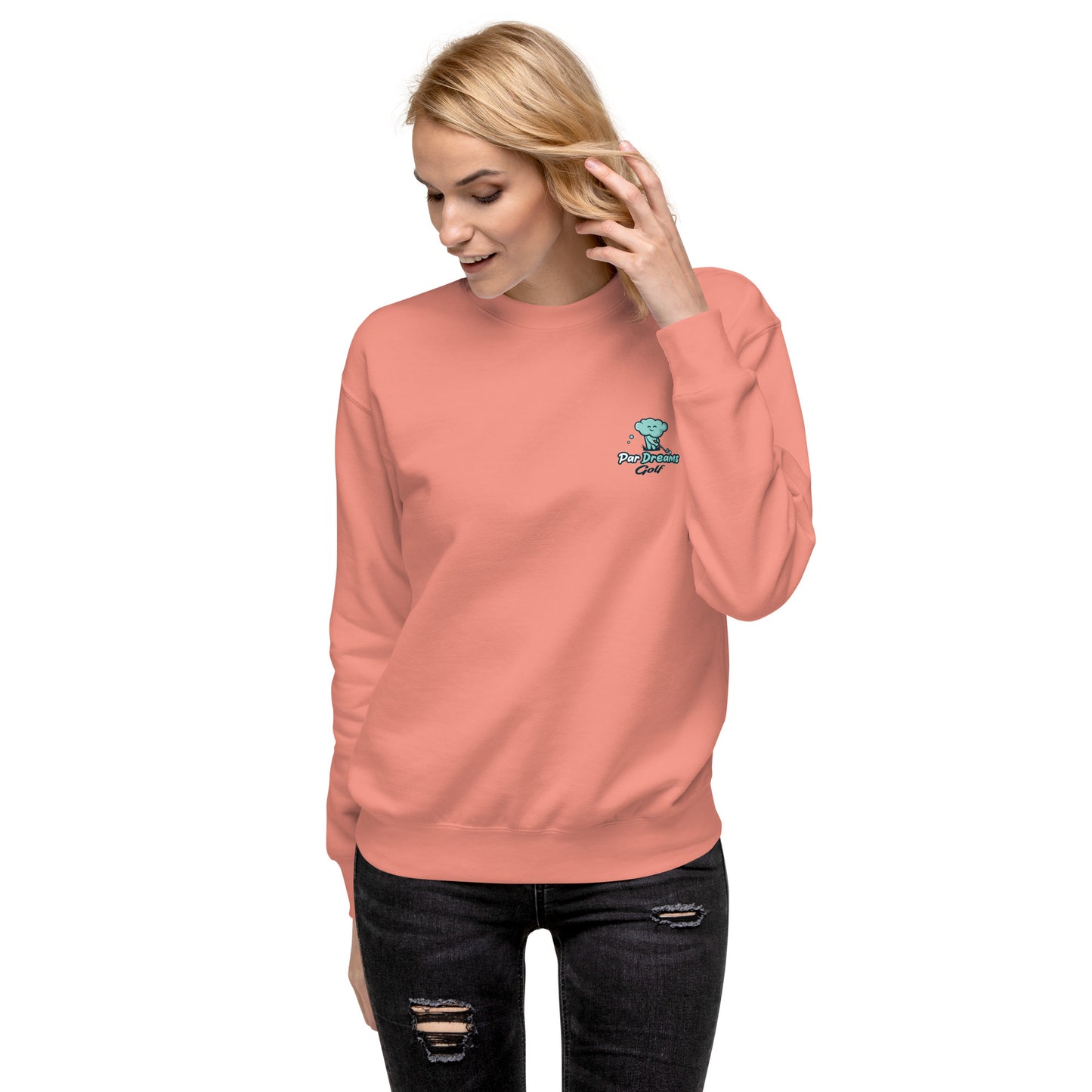 Par Dreams Golf Print Logo Premium Women's Crew Sweater