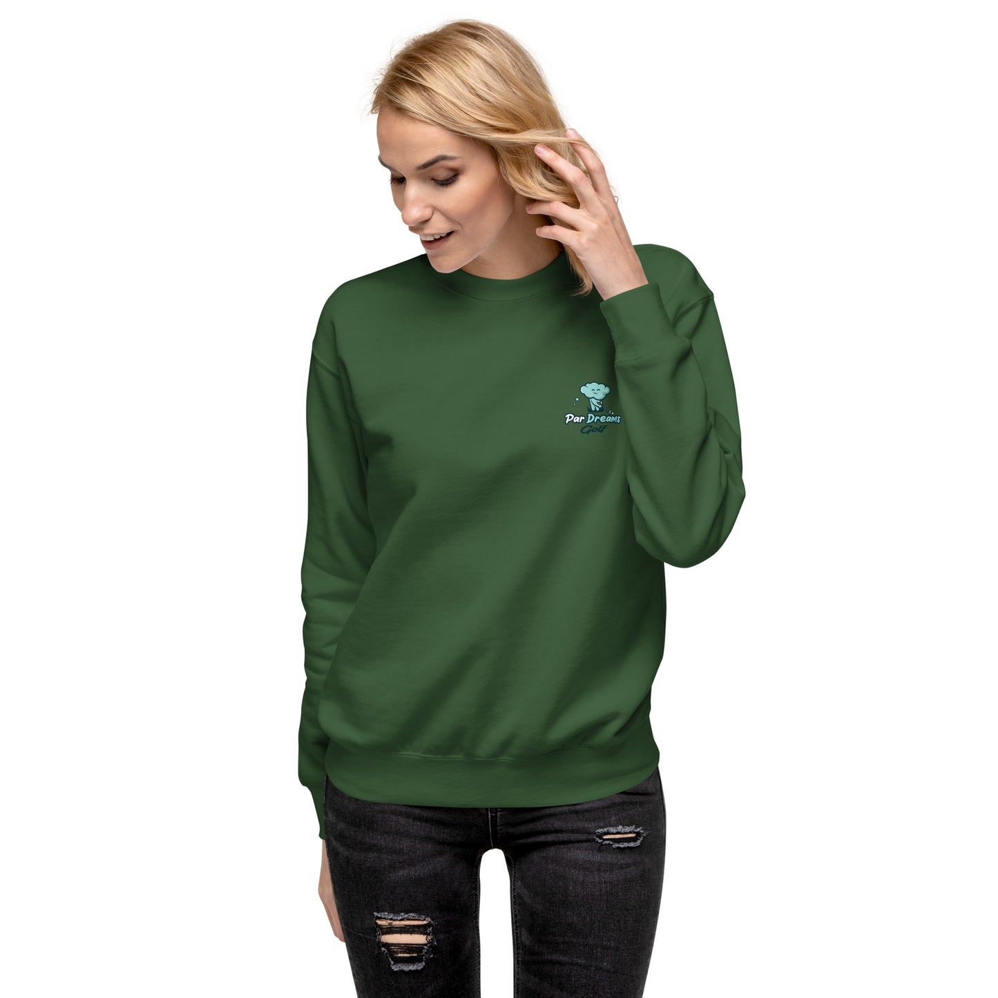 Par Dreams Golf Print Logo Premium Women's Crew Sweater