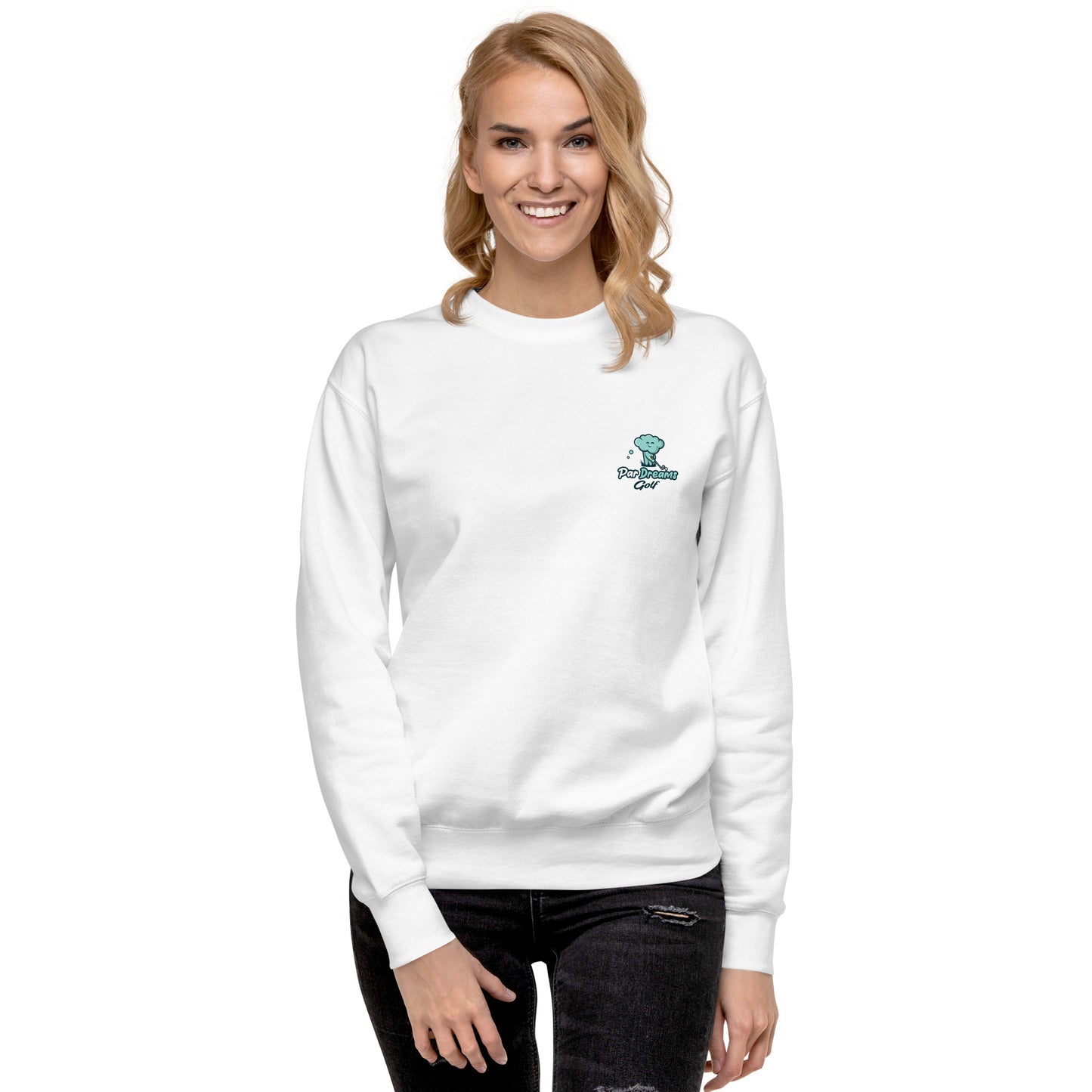 Par Dreams Golf Print Logo Premium Women's Crew Sweater
