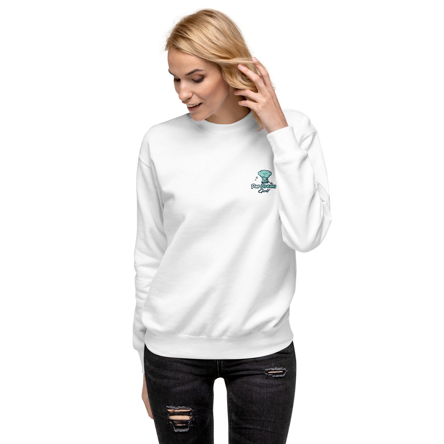 Par Dreams Golf Print Logo Premium Women's Crew Sweater